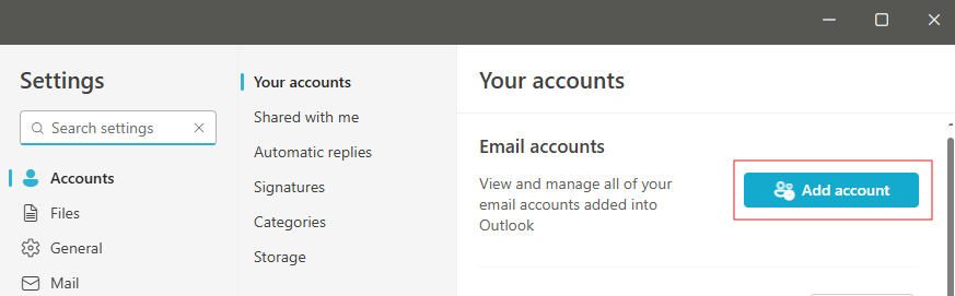 Add Outlook account